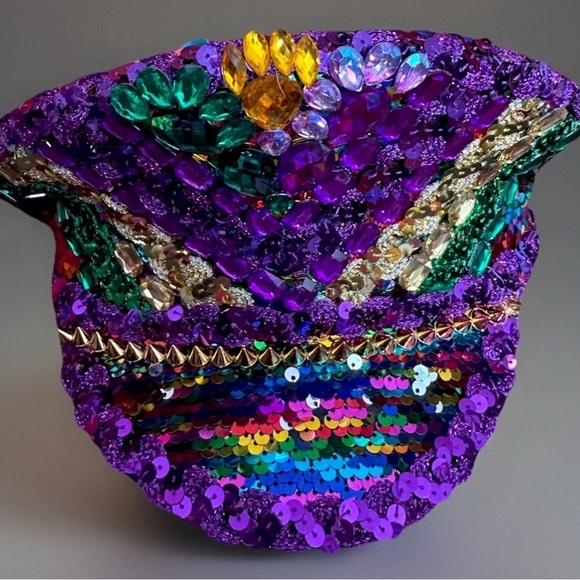 Colorful Sequin and Gemstone Hat - Picture 1 of 6